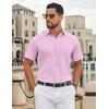 image:imageCOOFANDY Mens Dress Shirts Short Sleeve Casual Untucked Button Down ShirtPink