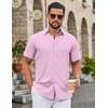 image:imageCOOFANDY Mens Dress Shirts Short Sleeve Casual Untucked Button Down ShirtPink