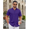 image:imageCOOFANDY Mens Dress Shirts Short Sleeve Casual Untucked Button Down ShirtPurple