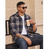 image:imageCOOFANDY Mens Flannel Shirts Long Sleeve Plaid Button Down Shirts CasualNavy Tan Plaid