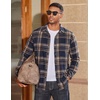 image:imageCOOFANDY Mens Flannel Shirts Long Sleeve Plaid Button Down Shirts CasualNavy Tan Plaid
