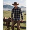 image:imageCOOFANDY Mens Flannel Shirts Long Sleeve Plaid Button Down Shirts CasualNavy Tan Plaid