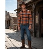 image:imageCOOFANDY Mens Flannel Shirts Long Sleeve Plaid Button Down Shirts CasualOrange Blue
