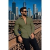 image:imageCOOFANDY Mens Muscle Fit Dress Shirts Stretch Long Sleeve Button Down ShirtArmy Green