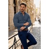 image:imageCOOFANDY Mens Muscle Fit Dress Shirts Stretch Long Sleeve Button Down ShirtDark Blue