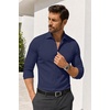 image:imageCOOFANDY Mens Muscle Fit Dress Shirts Stretch Long Sleeve Button Down ShirtDeep Blue