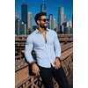 image:imageCOOFANDY Mens Muscle Fit Dress Shirts Stretch Long Sleeve Button Down ShirtLight Blue