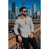 image:imageCOOFANDY Mens Muscle Fit Dress Shirts Stretch Long Sleeve Button Down ShirtLight Grey