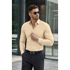 image:imageCOOFANDY Mens Muscle Fit Dress Shirts Stretch Long Sleeve Button Down ShirtLight Khaki