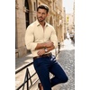 image:imageCOOFANDY Mens Muscle Fit Dress Shirts Stretch Long Sleeve Button Down ShirtLight Khaki