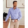 image:imageCOOFANDY Mens Wrinkle Free Plaid Dress Shirt Long Sleeve Button Down Shirt04blue Plaid