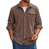image:imageCOOFANDY Mens Corduroy Shirt Long Sleeve Button Down Casual Shirts JacketBrown