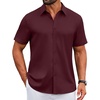 image:imageCOOFANDY Mens Dress Shirts Short Sleeve Casual Untucked Button Down ShirtWine Red
