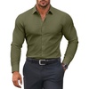image:imageCOOFANDY Mens Muscle Fit Dress Shirts Stretch Long Sleeve Button Down ShirtArmy Green