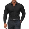image:imageCOOFANDY Mens Muscle Fit Dress Shirts Stretch Long Sleeve Button Down ShirtBlack