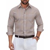 image:imageCOOFANDY Mens Wrinkle Free Plaid Dress Shirt Long Sleeve Button Down Shirt02khaki Plaid
