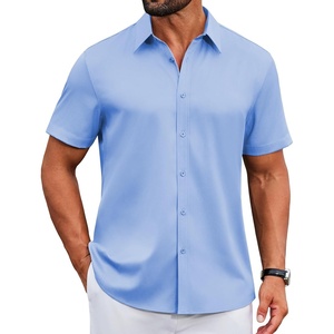 image:imageCOOFANDY Mens Dress Shirts Short Sleeve Casual Untucked Button Down ShirtLight Blue