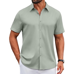 image:imageCOOFANDY Mens Dress Shirts Short Sleeve Casual Untucked Button Down ShirtLight Green