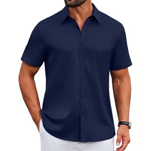 image:imageCOOFANDY Mens Dress Shirts Short Sleeve Casual Untucked Button Down ShirtNavy Blue