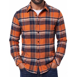 image:imageCOOFANDY Mens Flannel Shirts Long Sleeve Plaid Button Down Shirts CasualOrange Blue