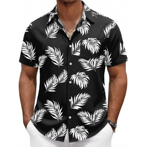 image:imageCOOFANDY Mens Hawaiian Shirts Short Sleeve Button Down Vacation ShirtsBlackpalm Leaf