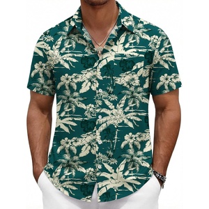 image:imageCOOFANDY Mens Hawaiian Shirts Short Sleeve Button Down Vacation ShirtsDark Greentropical Broadleaf