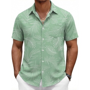 image:imageCOOFANDY Mens Hawaiian Shirts Short Sleeve Button Down Vacation ShirtsMint Greentropical Fern Leaf