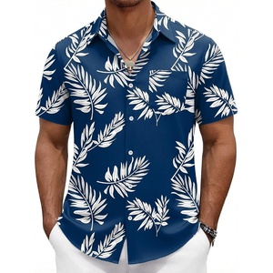 image:imageCOOFANDY Mens Hawaiian Shirts Short Sleeve Button Down Vacation ShirtsNavypalm Leaf