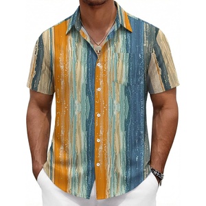image:imageCOOFANDY Mens Hawaiian Shirts Short Sleeve Button Down Vacation ShirtsVintage Stripe