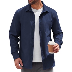 image:imageCOOFANDY Mens Lightweight Button Down Shirt Jacket Casual Shacket OvershirtDark Blue