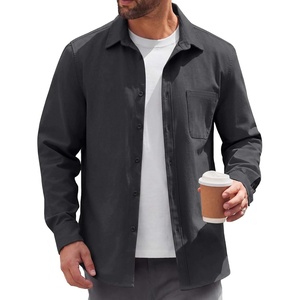 image:imageCOOFANDY Mens Lightweight Button Down Shirt Jacket Casual Shacket OvershirtDark Gray