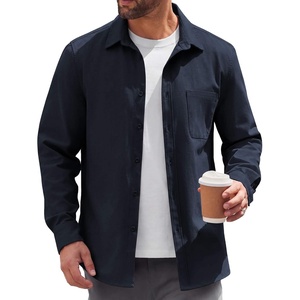 image:imageCOOFANDY Mens Lightweight Button Down Shirt Jacket Casual Shacket OvershirtNave Blue
