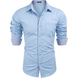 image:imageCOOFANDY Mens Long Sleeve Dress Shirts Untucked Business Casual ShirtsLight Blue