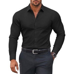 image:imageCOOFANDY Mens Muscle Fit Dress Shirts Stretch Long Sleeve Button Down ShirtBlack