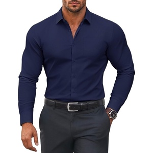 image:imageCOOFANDY Mens Muscle Fit Dress Shirts Stretch Long Sleeve Button Down ShirtDeep Blue