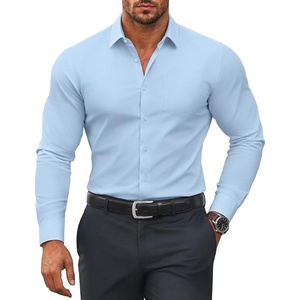 image:imageCOOFANDY Mens Muscle Fit Dress Shirts Stretch Long Sleeve Button Down ShirtLight Blue