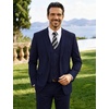 image:imageCOOFANDY Mens 3 Pieces Suits Classic Fit 2 Buttons Dress Suit Set Wedding Business Dinner Prom Jacket Vest PantsDark Blue