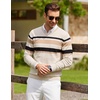 image:imageCOOFANDY Mens Casual V Neck Sweater Knit Slim Fit Long Sleeve Pullover TopApricot Striped