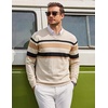 image:imageCOOFANDY Mens Casual V Neck Sweater Knit Slim Fit Long Sleeve Pullover TopApricot Striped