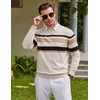 image:imageCOOFANDY Mens Casual V Neck Sweater Knit Slim Fit Long Sleeve Pullover TopApricot Striped