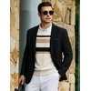 image:imageCOOFANDY Mens Casual V Neck Sweater Knit Slim Fit Long Sleeve Pullover TopApricot Striped