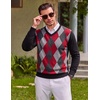 image:imageCOOFANDY Mens Casual V Neck Sweater Knit Slim Fit Long Sleeve Pullover TopBlackred