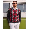 image:imageCOOFANDY Mens Casual V Neck Sweater Knit Slim Fit Long Sleeve Pullover TopBlackred
