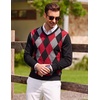 image:imageCOOFANDY Mens Casual V Neck Sweater Knit Slim Fit Long Sleeve Pullover TopBlackred