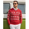 image:imageCOOFANDY Mens Casual V Neck Sweater Knit Slim Fit Long Sleeve Pullover TopRedwhite