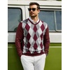 image:imageCOOFANDY Mens Casual V Neck Sweater Knit Slim Fit Long Sleeve Pullover TopWine Redwhite