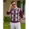image:imageCOOFANDY Mens Casual V Neck Sweater Knit Slim Fit Long Sleeve Pullover TopWine Redwhite