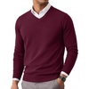 image:imageCOOFANDY Mens Casual V Neck Sweater Knit Slim Fit Long Sleeve Pullover TopRed