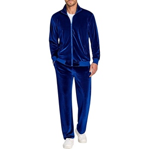 image:imageCOOFANDY Mens 2 Piece Velour Tracksuit Full Zip Jackets Pants Velvet Jogging Suits Sweatsuit SetSky Blue