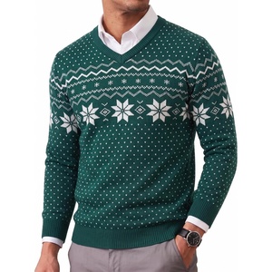 image:imageCOOFANDY Mens Casual V Neck Sweater Knit Slim Fit Long Sleeve Pullover TopGreenwhite